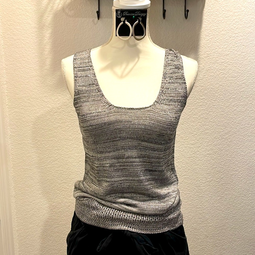 Chico’s knitted tank in variegated threads and metallic ones too. Size 1 = Med